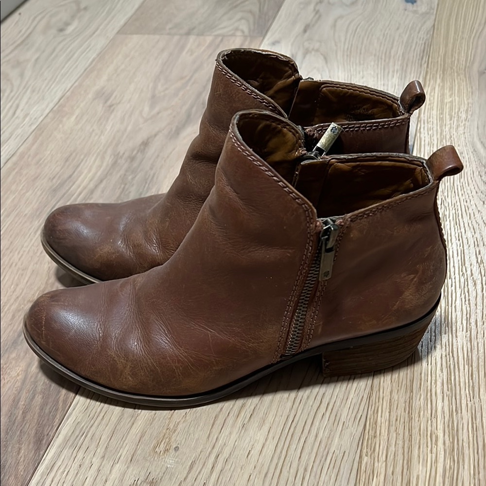 Lucky Brand Brown Ankle Boots with Side Zipper